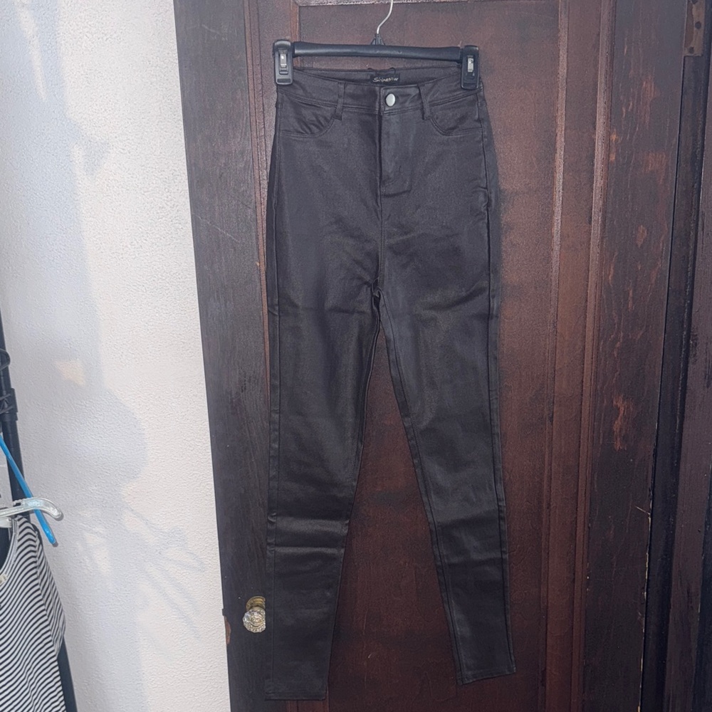 Fashion Nova (Shinestar) Black High-Rise Women's Brown Faux Leather Pants
